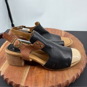 Born Sylvie Leather Sandals Black Brown Womens 8 Comfort